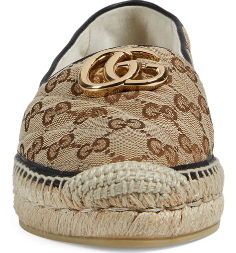 gucci pilar espadrille leather|Gucci espadrille flats.